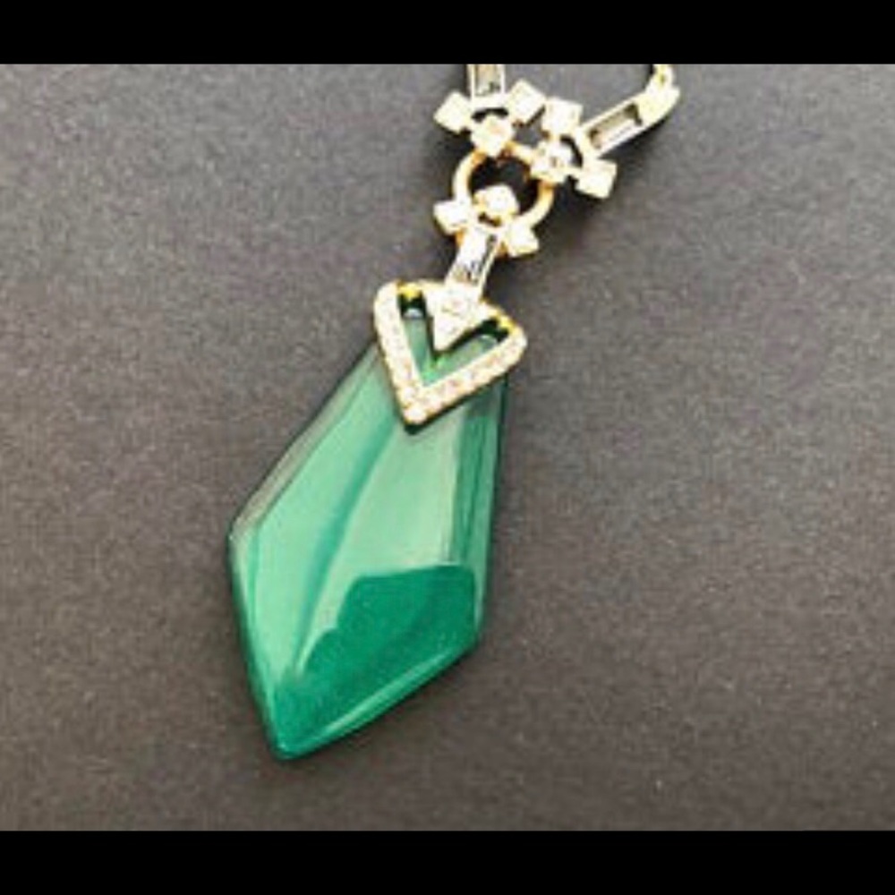 Alexis Bittar Rhinestone Lucite Necklace Gold Tone